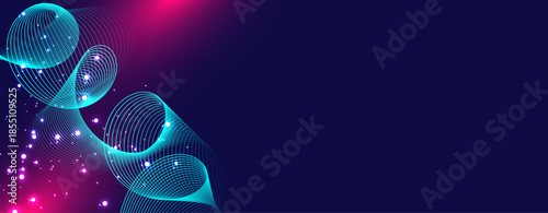 Abstract Futuristic Wave Technology Background with Glowing Lines for technology, artificial intelligence, data visualization, fintech, SaaS platforms, websites, presentations, and digital business.