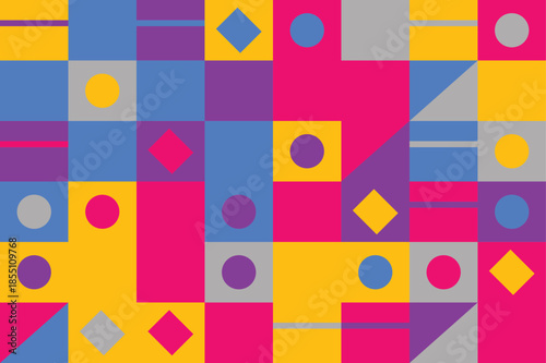 Vibrant geometric shapes in a colorful abstract composition