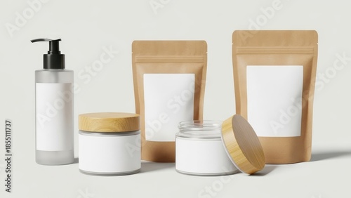 Cosmetic product packaging with blank labels