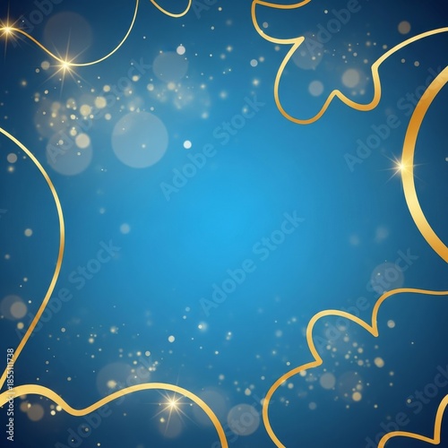 An elegant blue background with gold lines and bokeh. Great for festive occasions, holidays, or business use to add a touch of sophistication and luxu