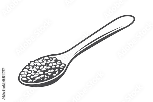 Spoonful of Seeds Art, Healthy Seeds in Metal Spoon with White Background