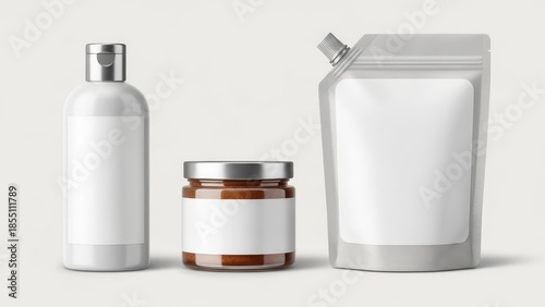 Blank labels on cosmetic product packaging