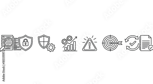 Illustrations of security, innovation, and process management