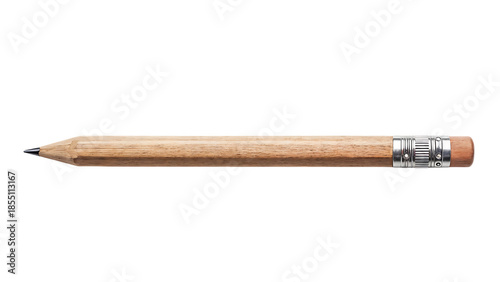 Sharpened Wooden Pencil with Eraser on Transparent Background