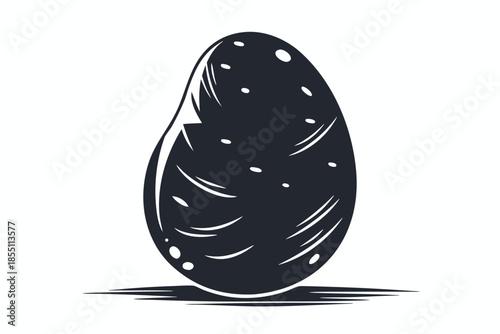 Two black and white mussels illustration showcasing textured line work and rounded shapes