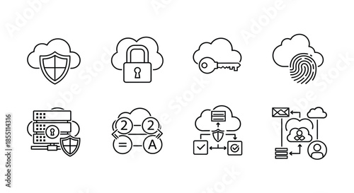 Cloud security and data transfer icons