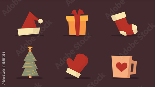 Minimalist and abstract Christmas element set with flat design perfect for holiday designs, content materials, and seasonal events.