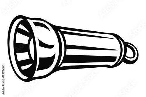Torch Icon Outline Black and White on White Background