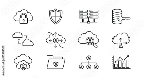 Cloud security and data management icons