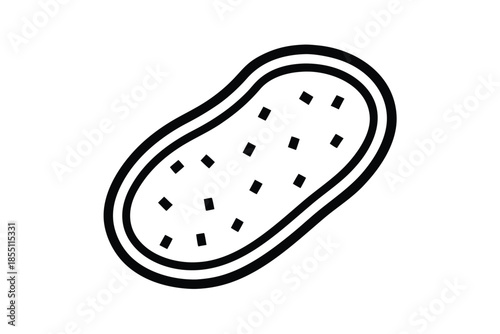 Watermelon Slice Outline with Seeds on White Background Summer Fruit Icon