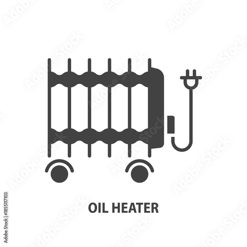 Oil heater glyph symbol. Electric heating  vector sign.