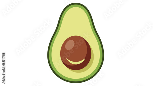 Half Avocado Fruit with Seed, Healthy Food Icon, Natural Organic Ingredient