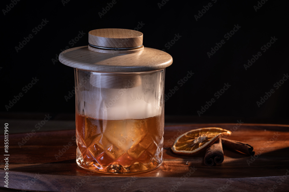 custom made wallpaper toronto digitalAromatic smoke added to the top of an Old Fashioned Cocktail