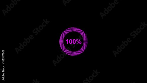 gap loading bar 1-100% icon animation circle in the 100% on black background.