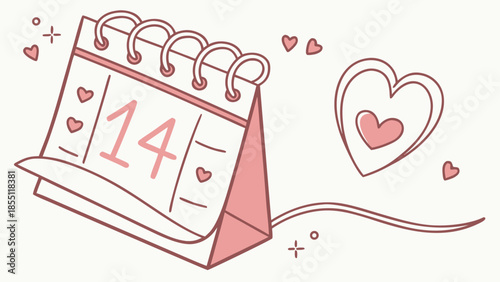 Valentine's Day calendar reminder with hearts and love symbols