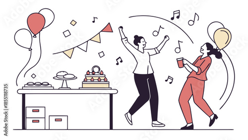 Friends celebrating birthday party with cake and drinks