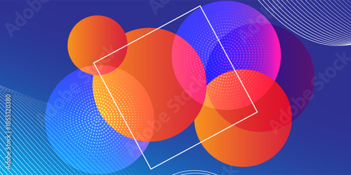 3D colorful abstract background overlap layer on dark space with circles effect decoration. Modern graphic design element cutout style concept for web banner, art, flyer, card, or brochure cover