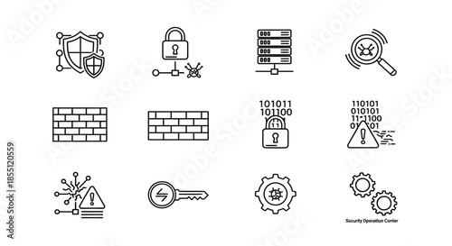 Network security icons representing various protection measures