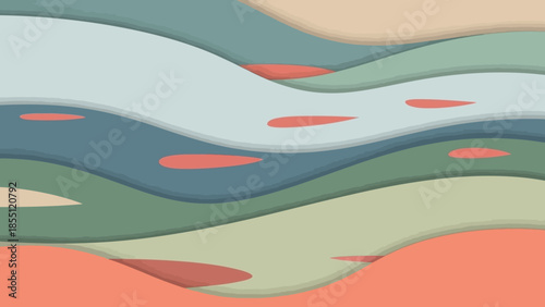 Abstract Wavy Lines with Colored Shapes.