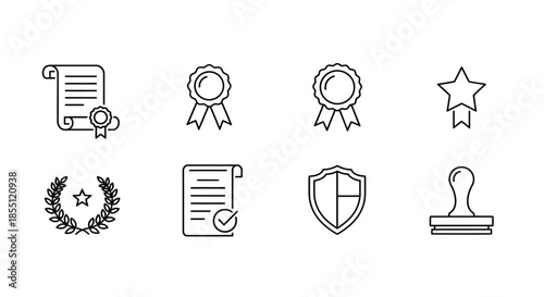 Collection of symbols representing achievement and authority