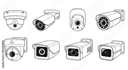 Collection of various security cameras