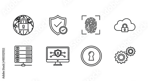Various security icons representing data protection