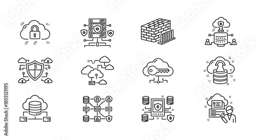 Cloud computing and security icons