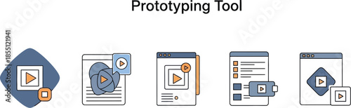 Prototyping tool screenshots on transparent  background
