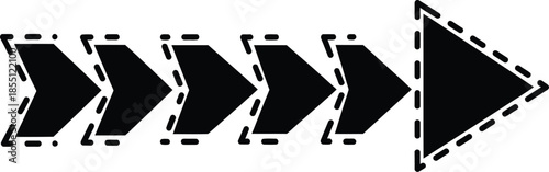 A series of black arrows pointing to the right on transparent  background