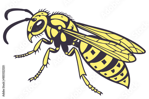 Stylized Yellow and Black Wasp Insect Illustration