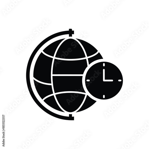 A globe time zone silhouette vector art illustration