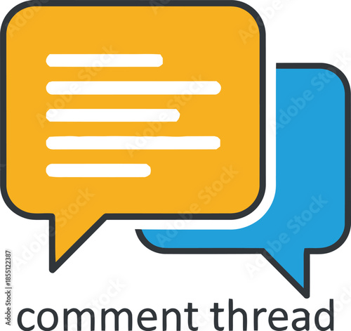 A colorful graphic illustration of two speech bubbles