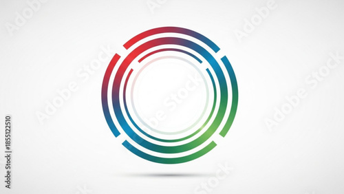 Colorful Segmented Circle with Gradient Rings, Abstract Technology Concept Isolated on White