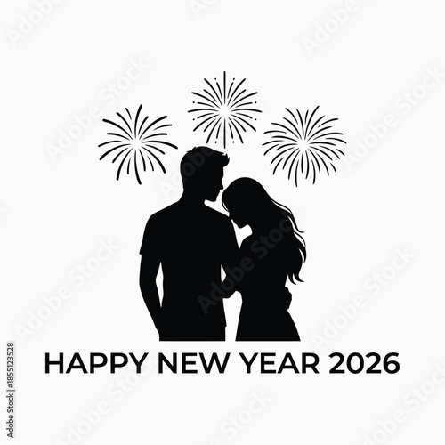 Family Watching New Year Fireworks