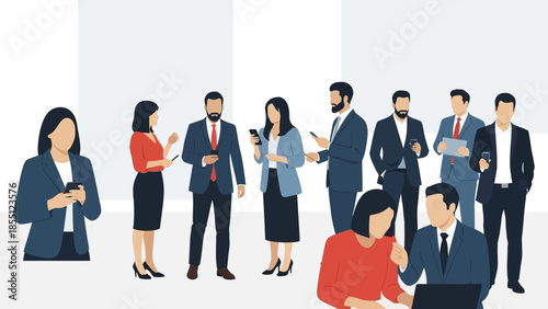 Diverse Group of Business Professionals Standing Together.