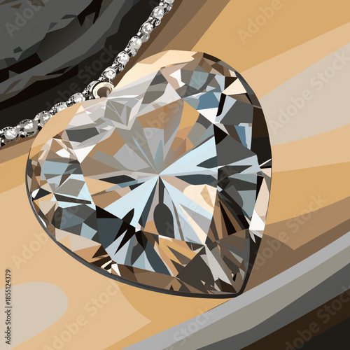 Luxury Diamond Cut Heart Gemstone With Light Refr