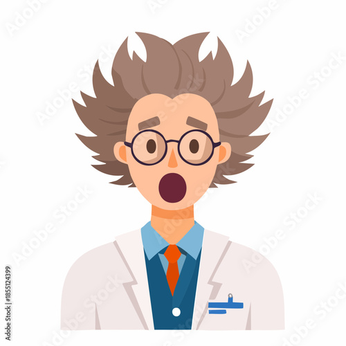 A surprised scientist in a lab coat with a shocked expression