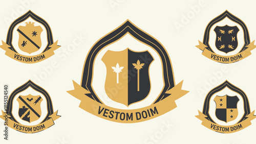 Heraldic Crests Collection: Vintage Shields with Emblems and Banners