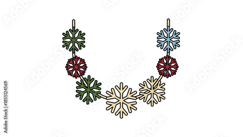 Festive Snowflake Garland Decoration for Winter Holidays