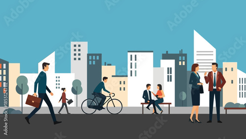 Group of Business People Walking Together.