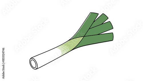 Fresh Leek Vegetable Icon, Healthy Food Illustration, Isolated White Background