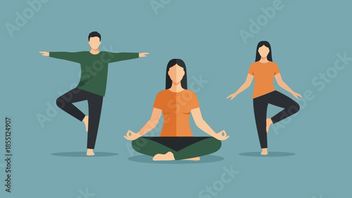 Group of People Practicing Yoga Together.