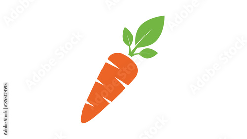 Healthy Orange Carrot with Green Leaves, Simple Vector Icon, Isolated on White Background