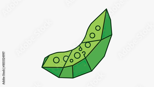 Green abstract geometric shape with circles on white background