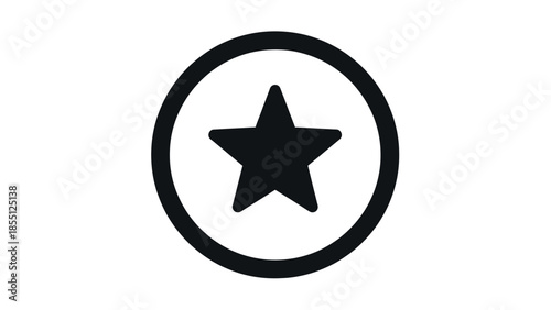 Black star inside a circle icon, simple graphic symbol, vector illustration.
