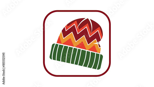 Colorful Chevron Pattern Winter Beanie Hat Icon