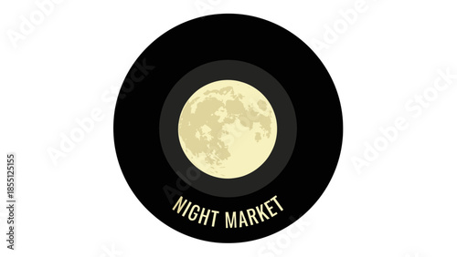 Vector Logo with Moon and Night Market Text