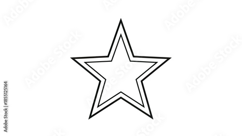 Graphic Star Shape Outline, Double Lined Star Icon, White Background