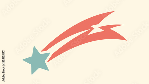 Stylized Shooting Star Icon with Trails, Retro Design Elements