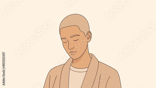 Illustration of a serene man meditating.